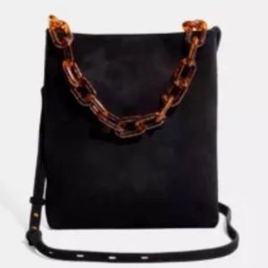 The Madewell Slim Brooklyn Crossbody Bag in Black Suede